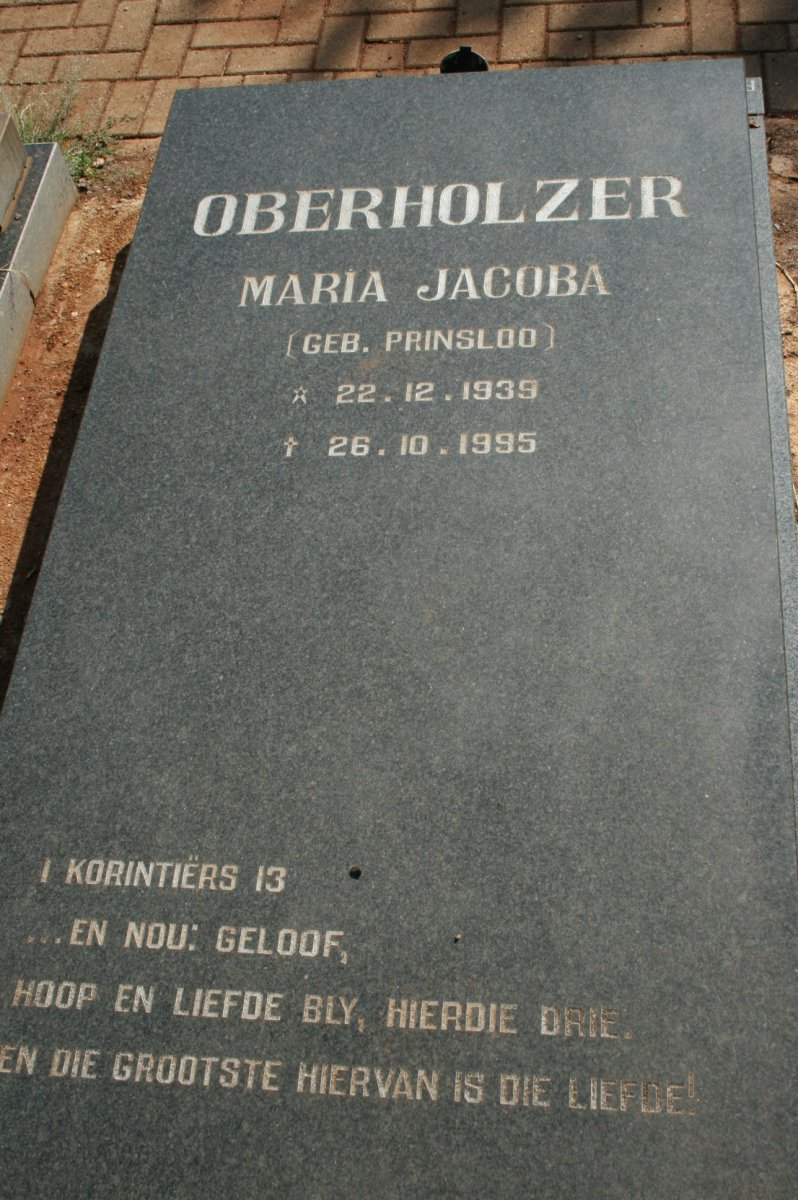 OBERHOLZER Maria Jacoba nee PRINSLOO 1939-1995