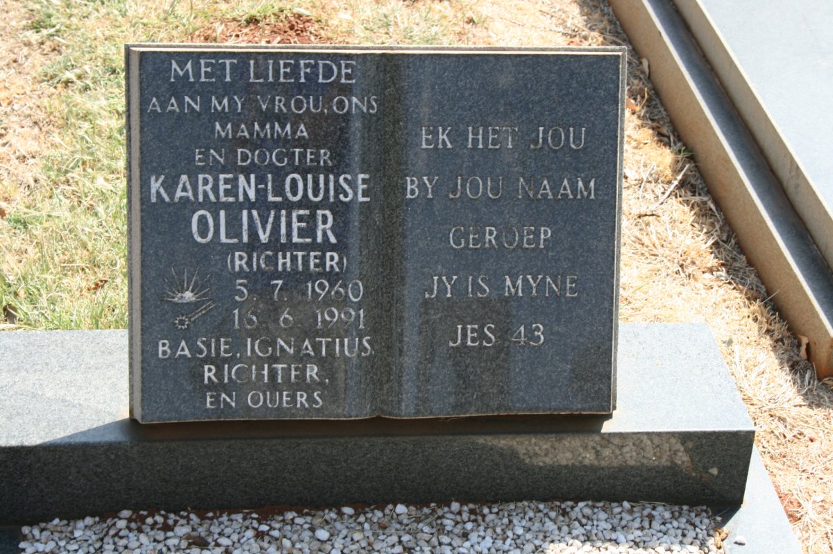 OLIVIER Karen-Louise nee RICHTER 1960-1991