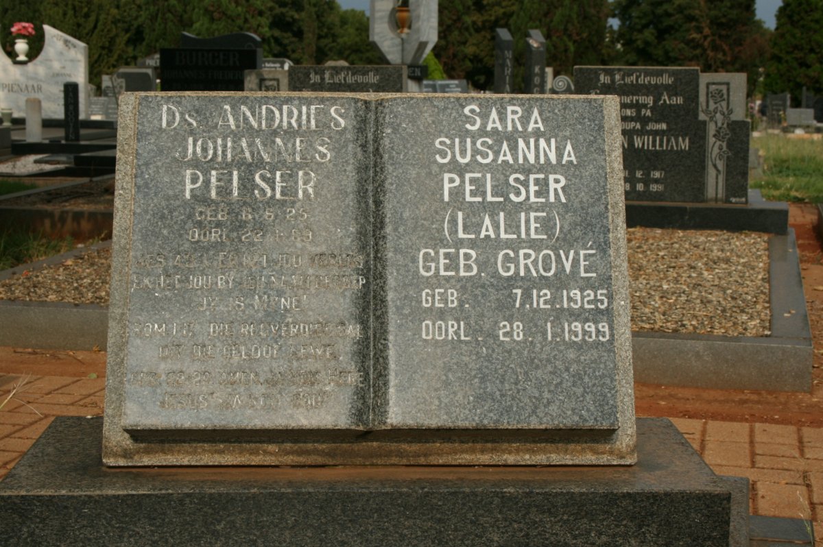 PELSER Andries Johannes 1925-1989 &amp; Sara Susanna GROVE 1925-1999