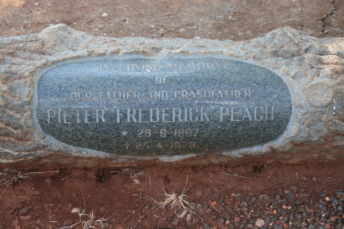 PEACH Pieter Frederick 1887-1973