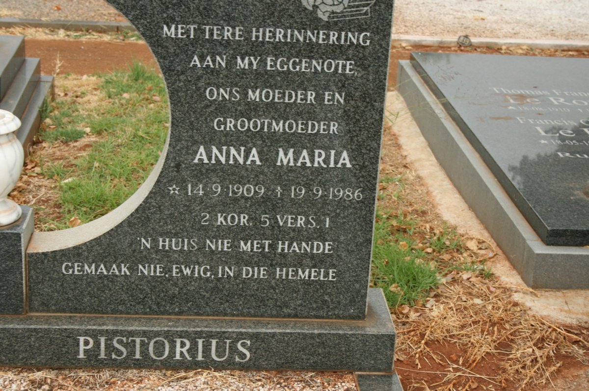 PISTORIUS Anna Maria 1909-1986