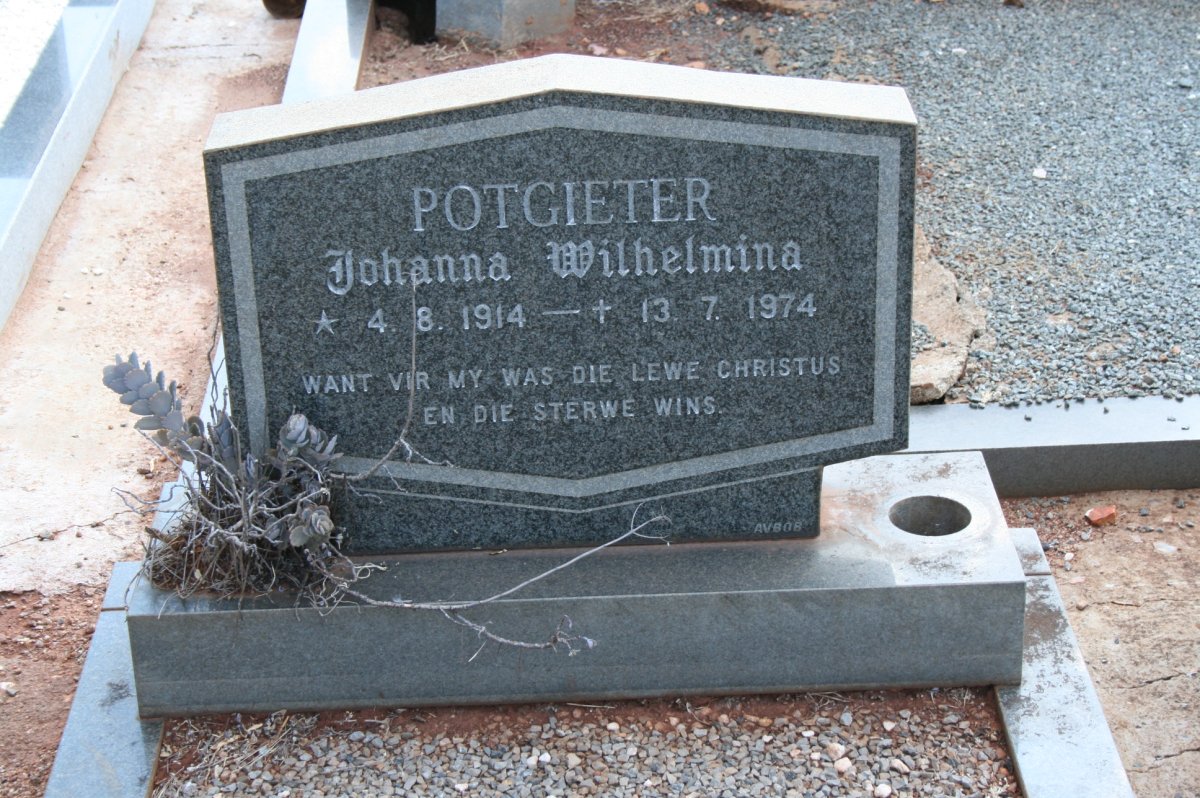 POTGIETER Johanna Wilhelmina 1914-1974