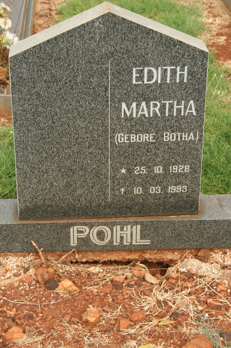 POHL Edith Martha nee BOTHA 1928-1993