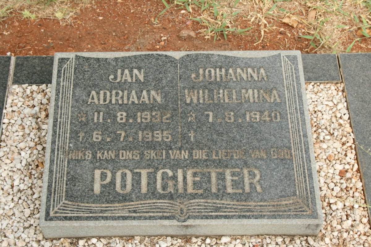 POTGIETER Jan Adriaan 1932-1995 &amp; Johanna Wilhelmina 1940-