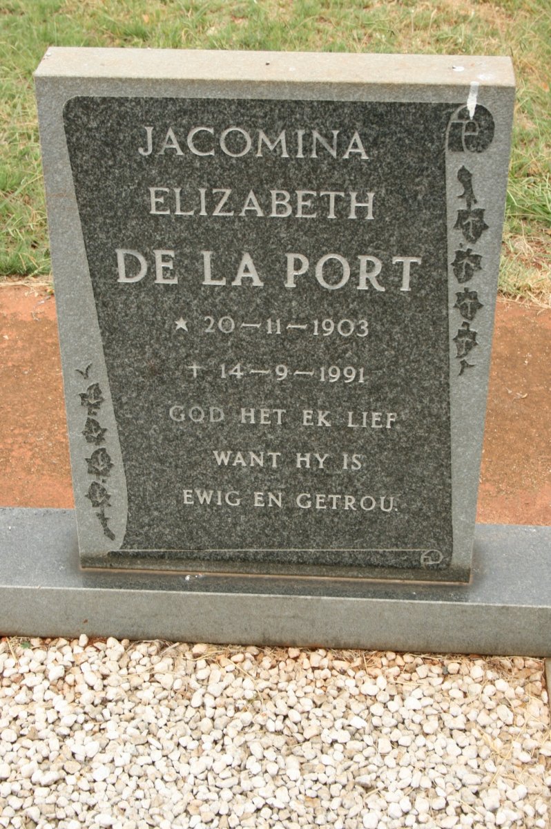PORT Jacomina Elizabeth, de la 1903-1991