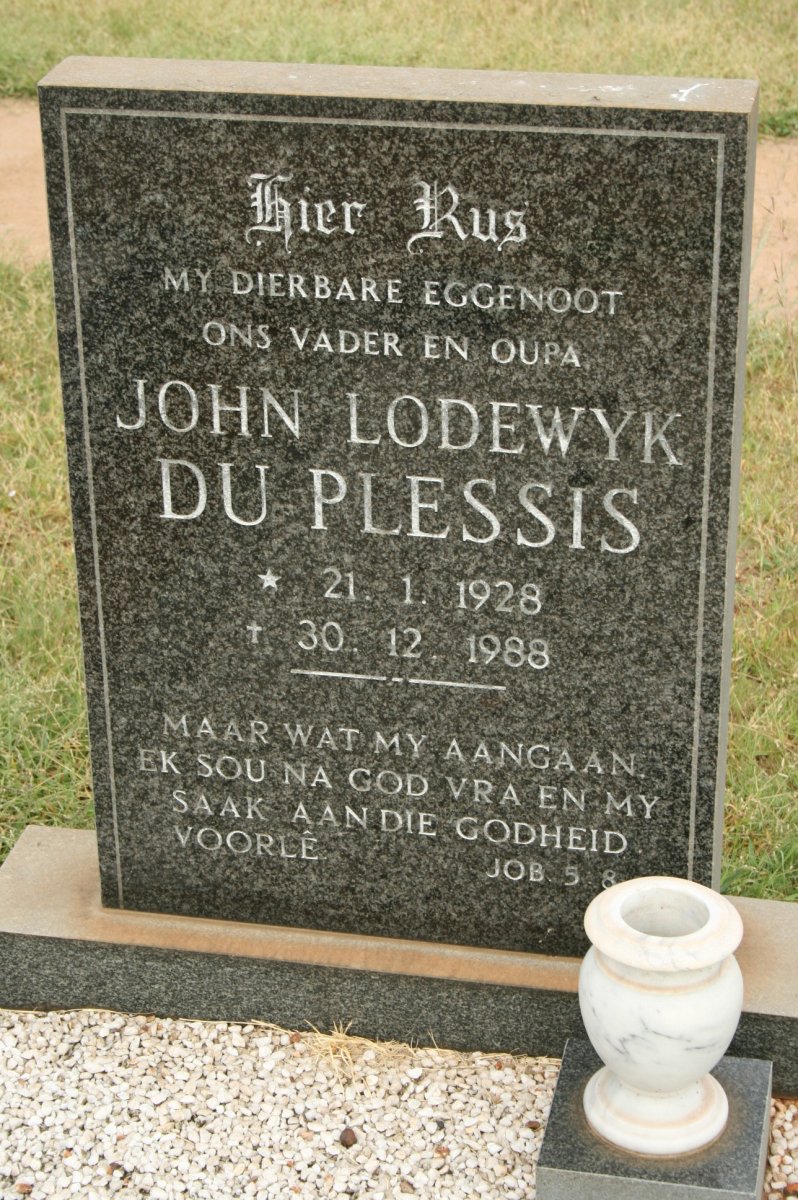 PLESSIS John Lodewyk, du 1928-1988