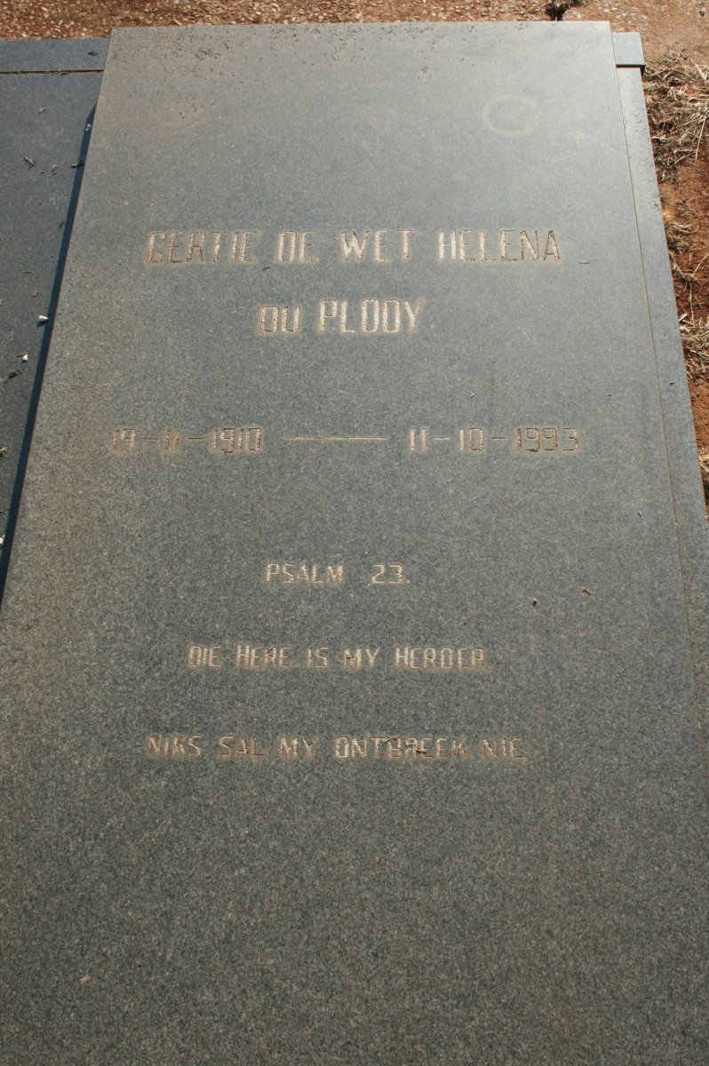 PLOOY Gertie de Wet Helena, du 1910-1993