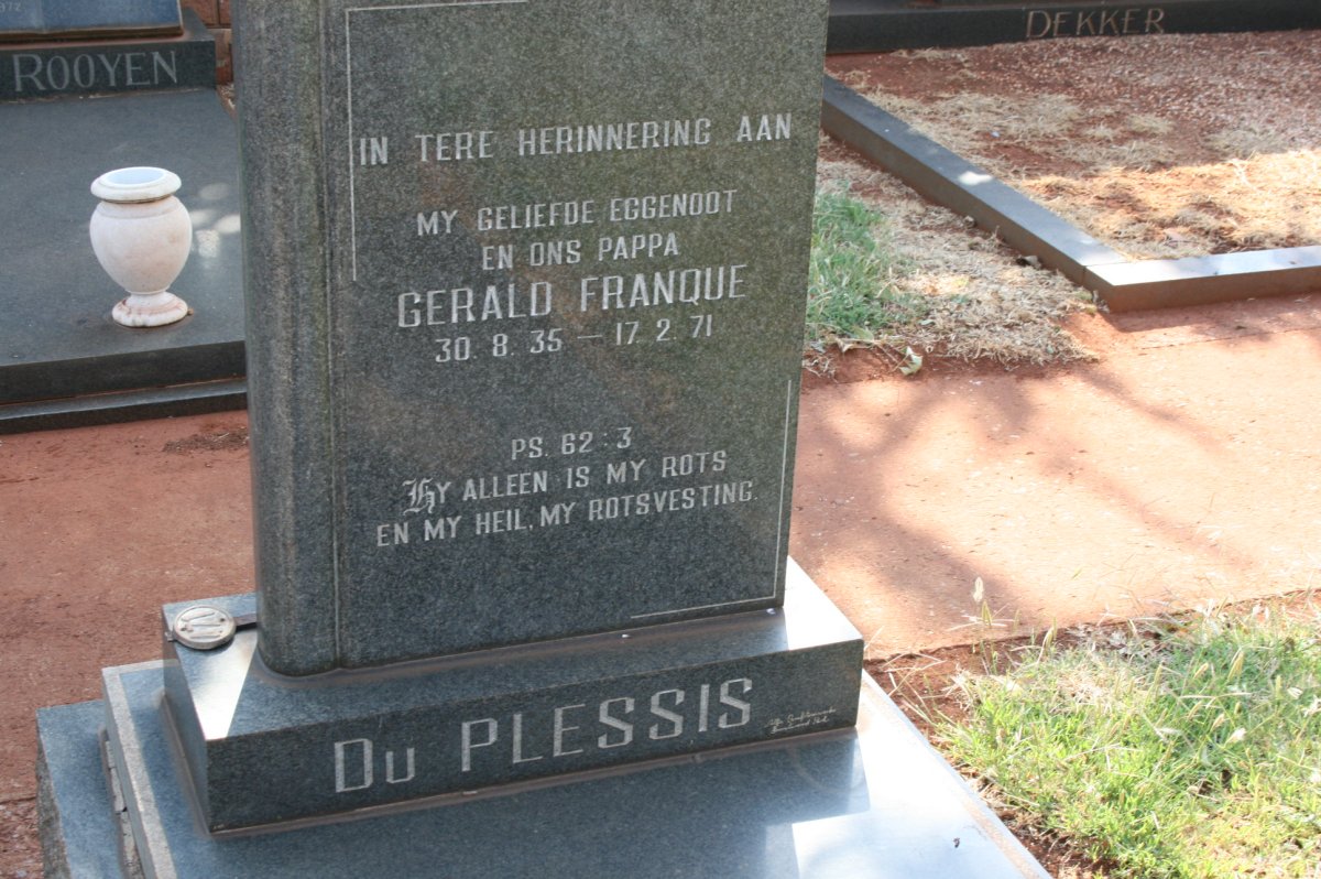 PLESSIS Gerald Franque, du 1935-1971