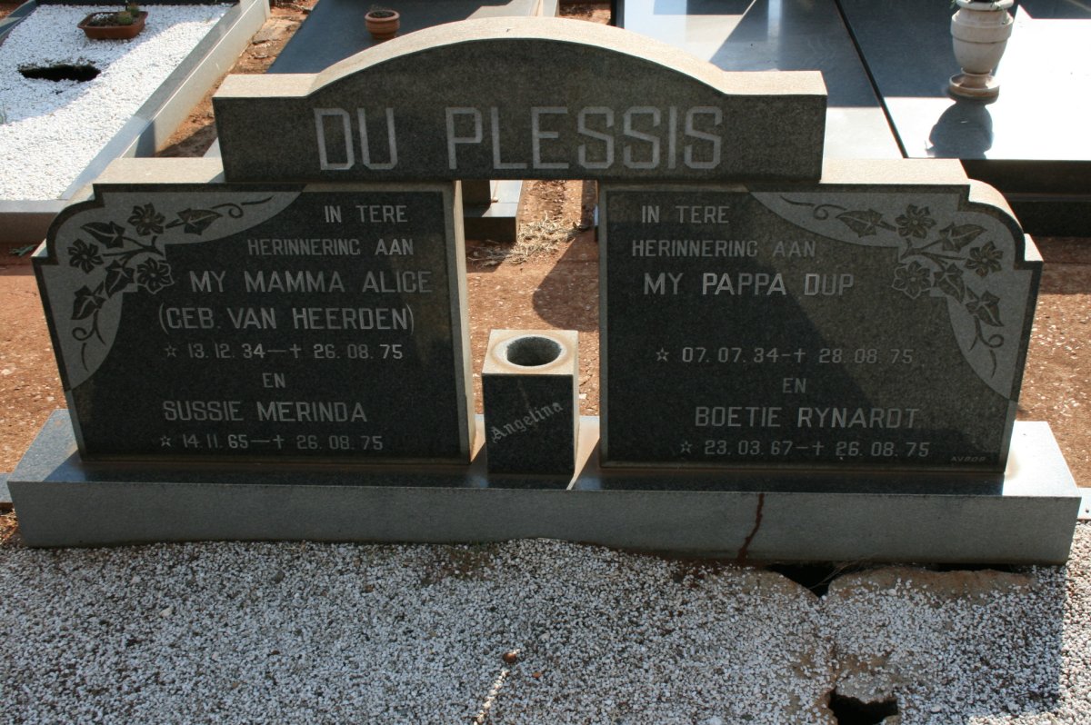 PLESSIS Dup, du 1934-1975 &amp; Alice VAN HEERDEN 1934-1975