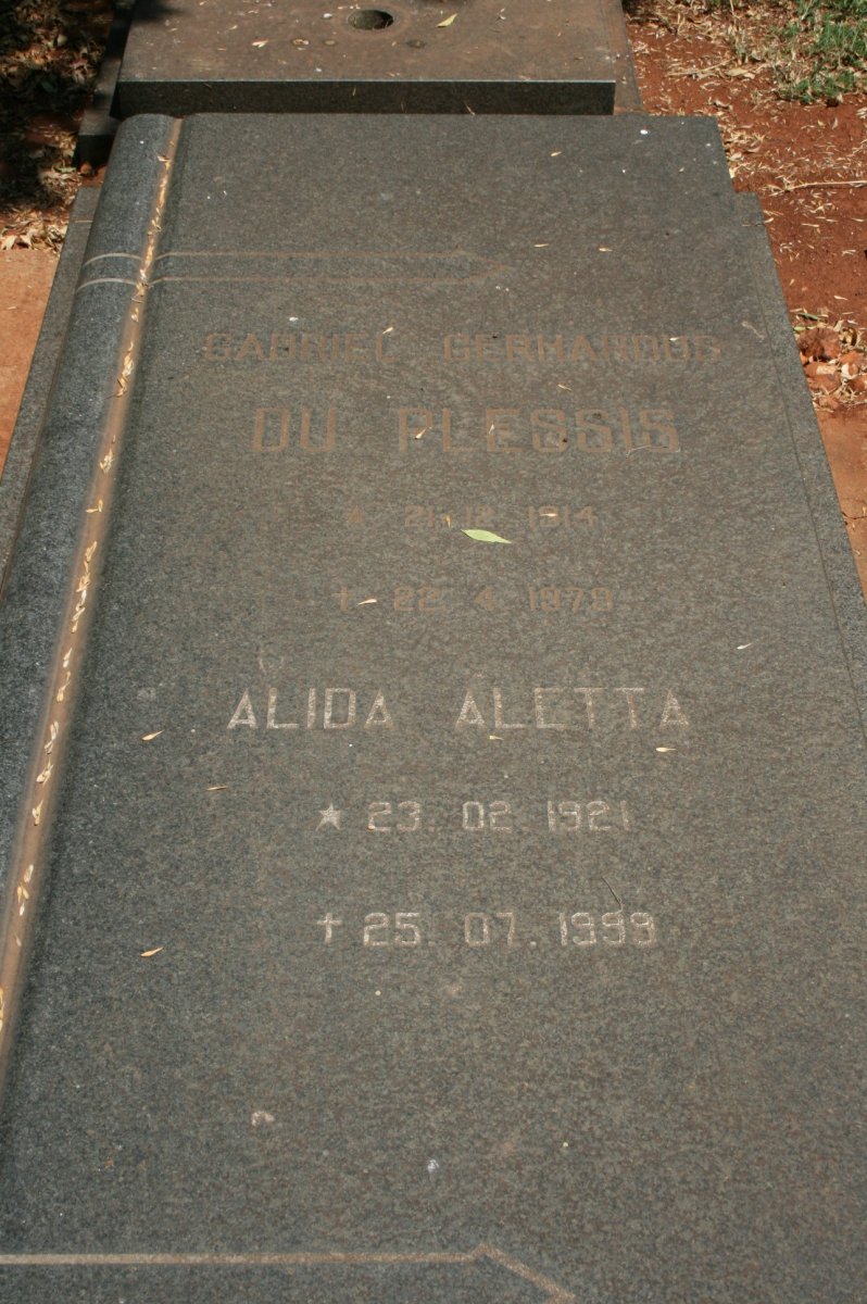 PLESSIS Gabriel Gerhardus, du 1914-1979 &amp; Alida Aletta 1921-1999