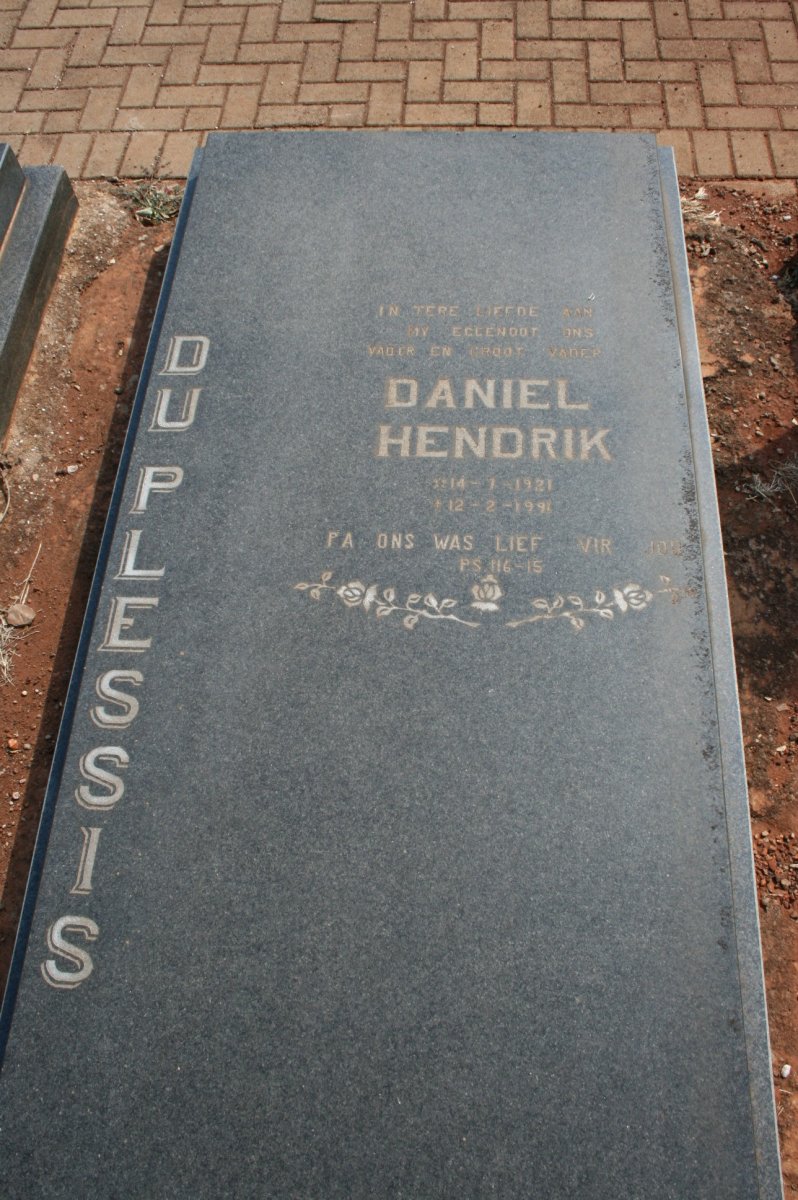 PLESSIS Daniel Hendrik, du 1921-1991