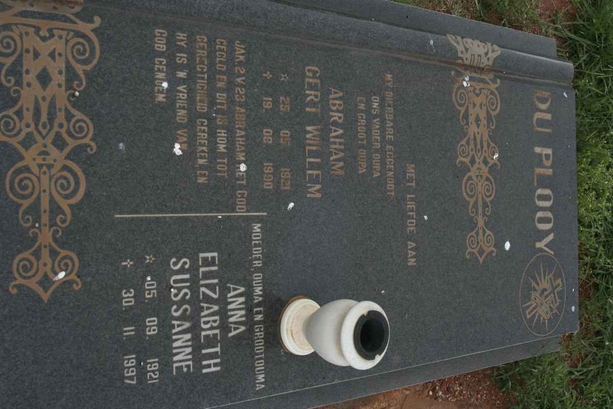 PLOOY Abraham Gert Willem, du 1921-1990 &amp; Anna Elizabeth Sussanne 1921-1997