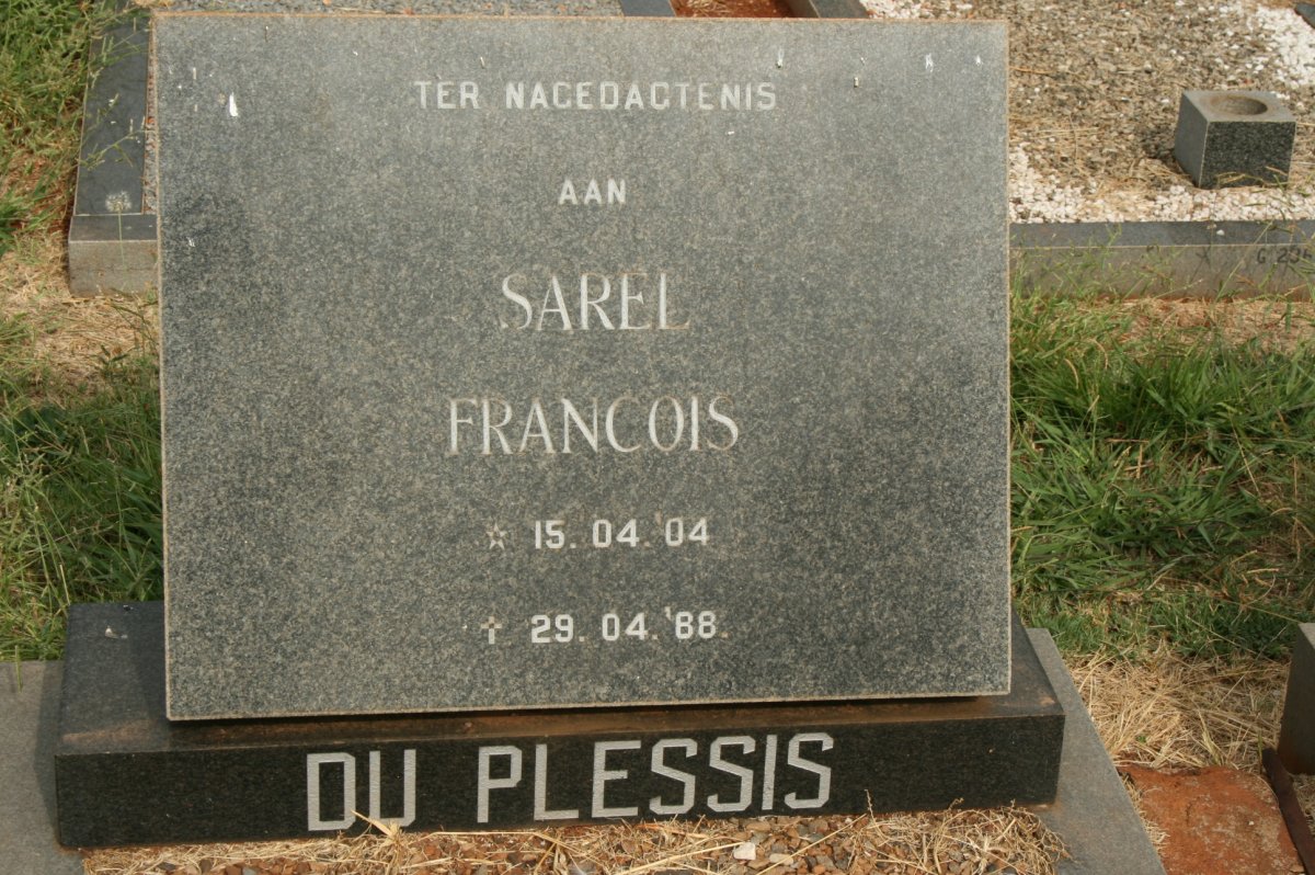 PLESSIS Sarel Francois, du 1904-1988