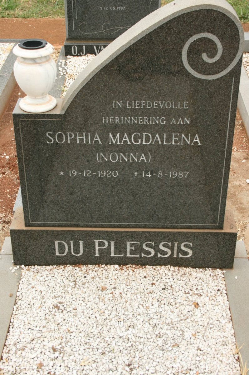 PLESSIS Sophia Magdalena, du 1920-1987