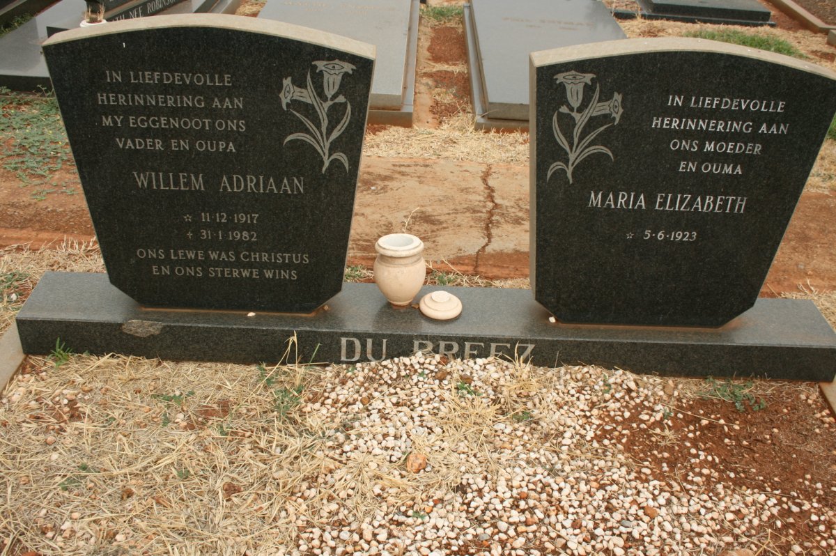 PREEZ Willem Adriaan, du 1917-1982 &amp; Maria Elizabeth 1923-