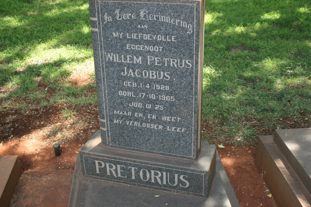 PRETORIUS Willem Petrus Jacobus 1928-1965
