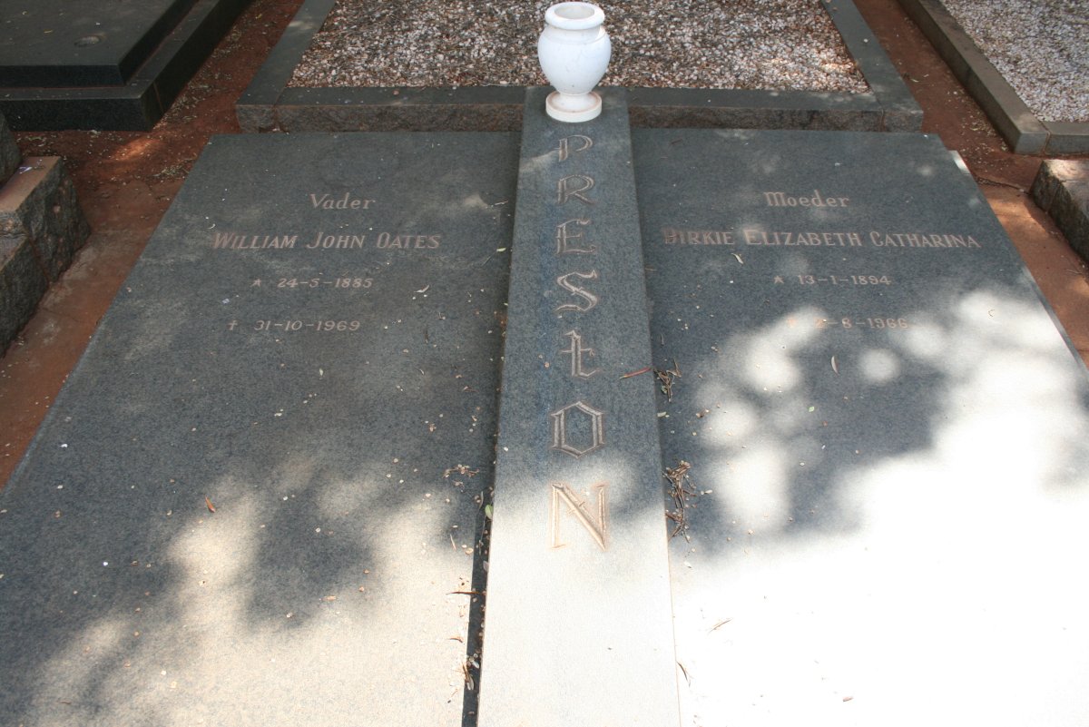 PRESTON William John Oats 1885-1969 &amp; Dirkie Elizabeth Catharina 1894-1966