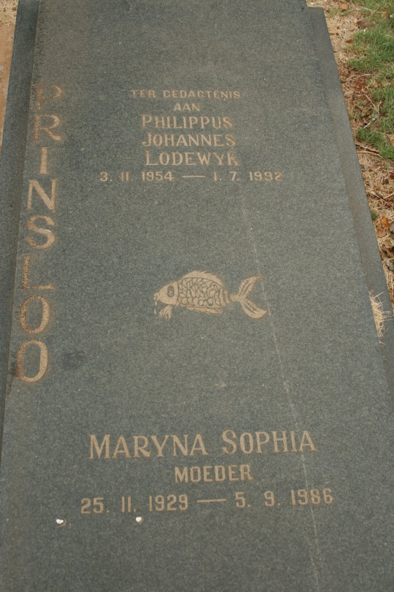 PRINSLOO Maryna Sophia 1929-1986 :: PRINSLOO Philippus Johannes Lodewyk 1954-1992
