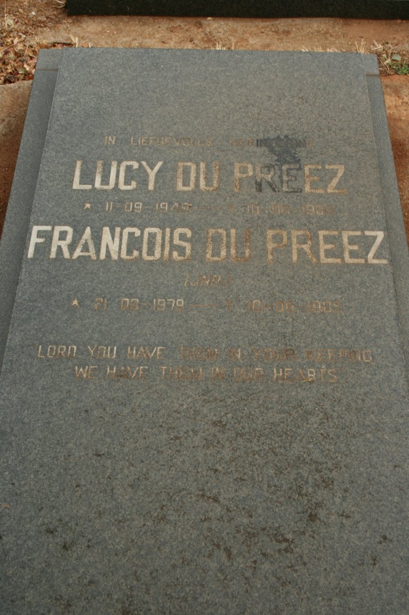 PREEZ Lucy, du 1949-1989 :: DU PREEZ Francois 1979-1989