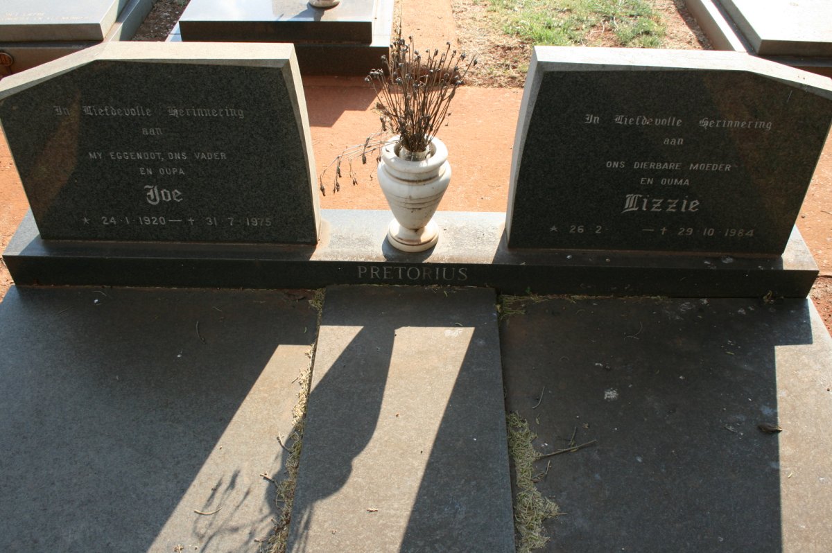 PRETORIUS Joe 1920-1975 &amp; Lizzie -1984