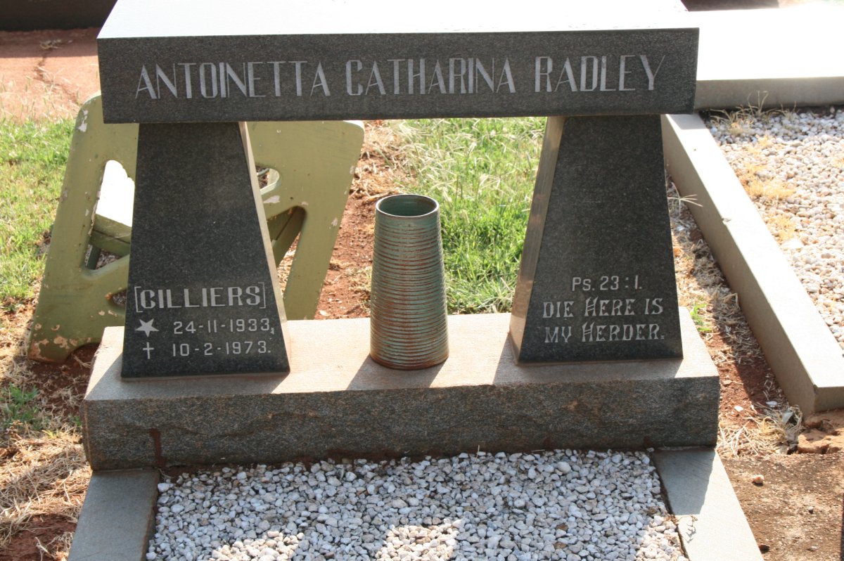 RADLEY Antoinetta Catharina nee CILLIERS 1933-1973