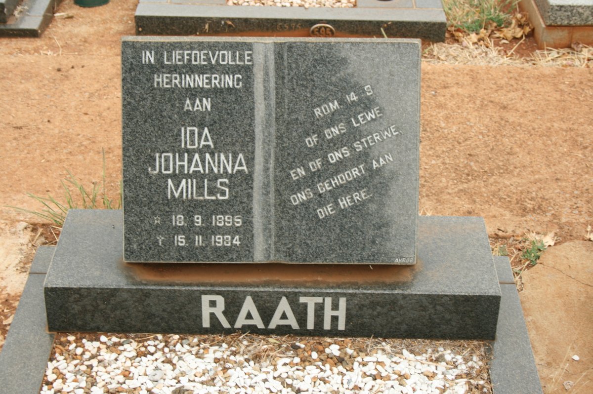RAATH Ida Johanna Mills 1895-1984