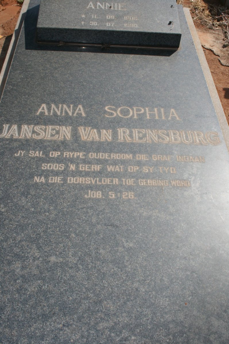 RENSBURG Anna Sophia, Jansen van 1906-1990