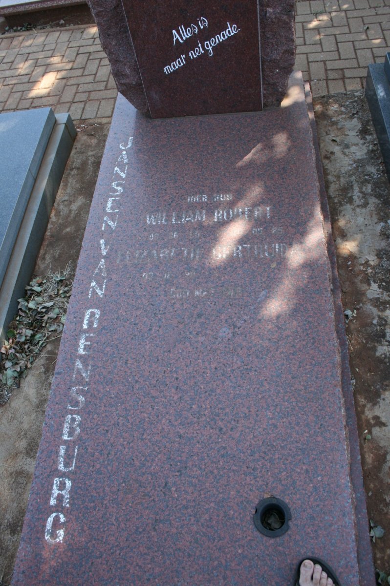 RENSBURG William Robert, Jansen van &amp; Elizabeth Gertruida