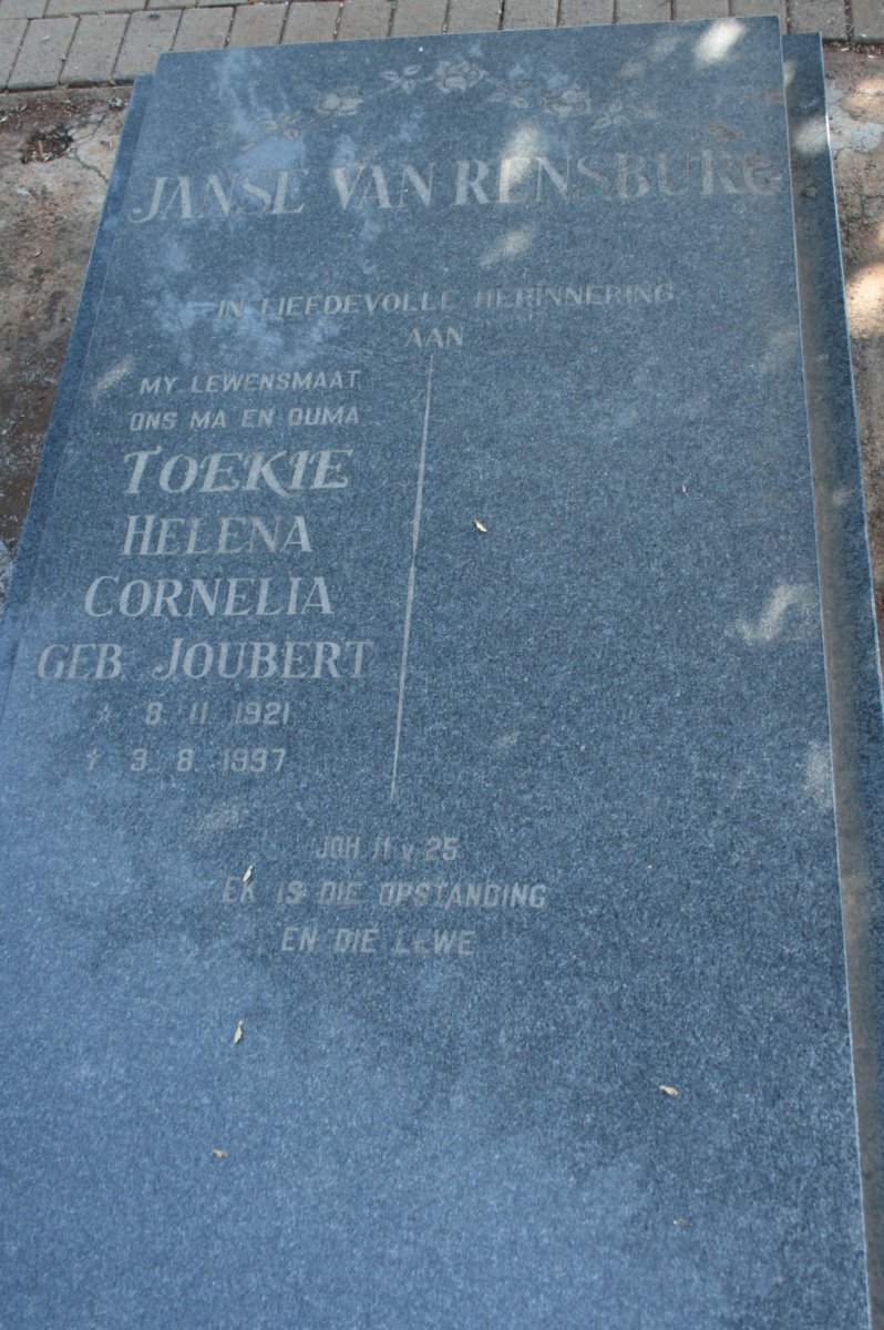 RENSBURG Helena Cornelia, Janse van nee JOUBERT 1921-1997