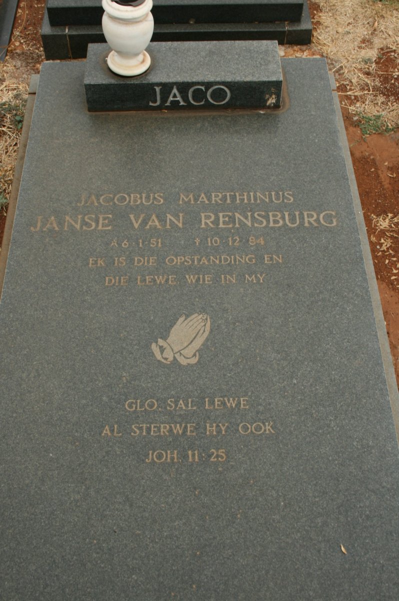 RENSBURG Jacobus Marthinus, Janse van 1951-1984