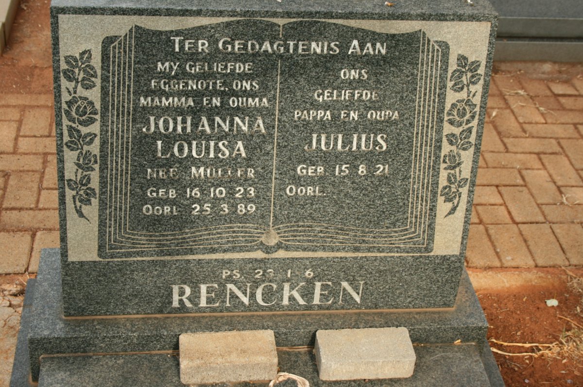 RENCKEN Julius 1921- &amp; Johanna Louisa MULLER 1923-1989