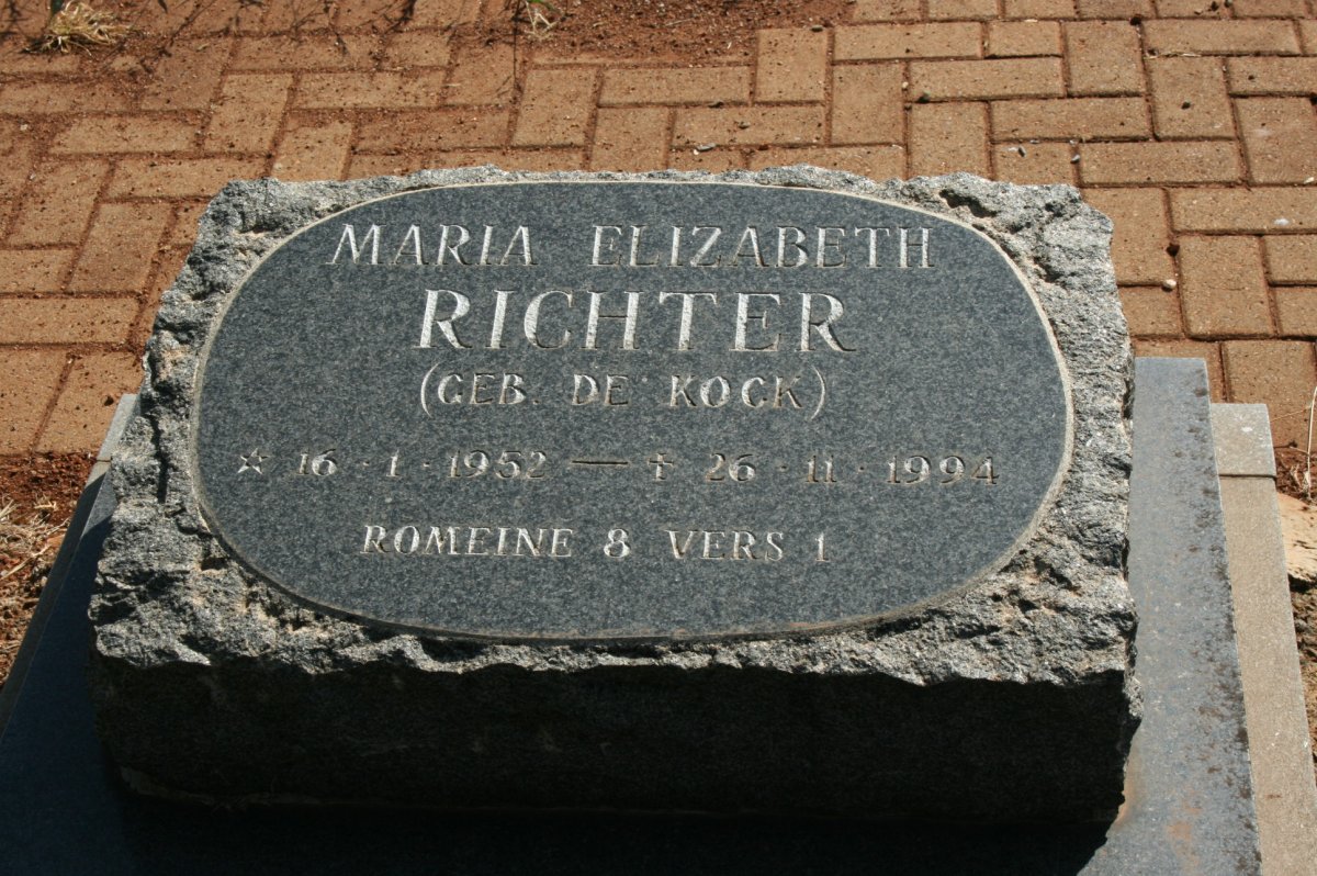 RICHTER Maria Elizabeth nee DE KOCK 1952-1994