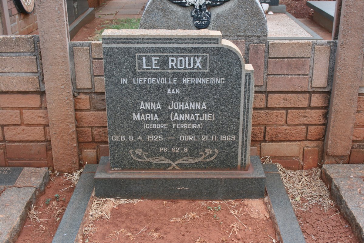 ROUX Anna Johanna Maria, le nee FERREIRA 1925-1969