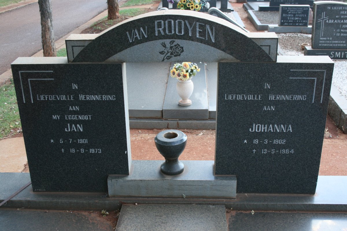 ROOYEN Jan, van 1901-1973 &amp; Johanna 1902-1984