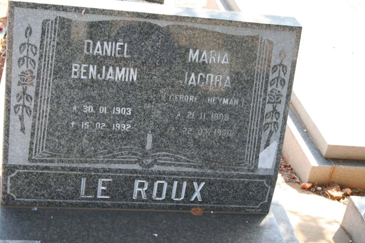 ROUX Daniel Benjamin, le 1903-1992 &amp; Maria Jacoba HEYMAN 1909-1980