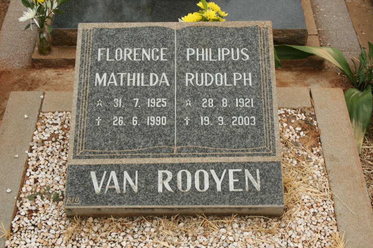 ROOYEN Philipus Rudolph, van 1921-2003 &amp; Florence Mathilda 1925-1990