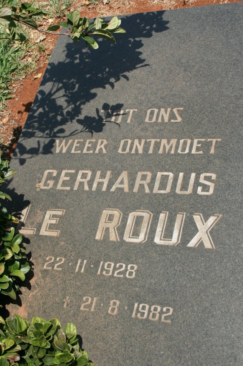 ROUX Gerhardus, le 1928-1982