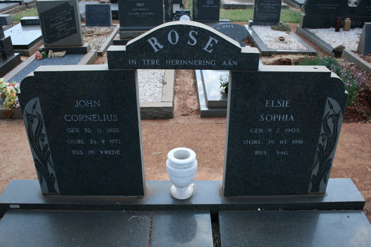 ROSE John Cornelius 1903-1973 &amp; Elsie Sophia 1905-1981