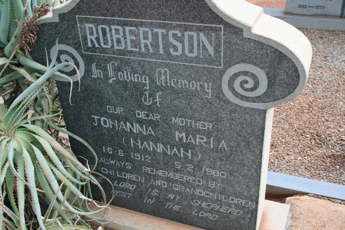 ROBERTSON Johanna Maria 1912-1980