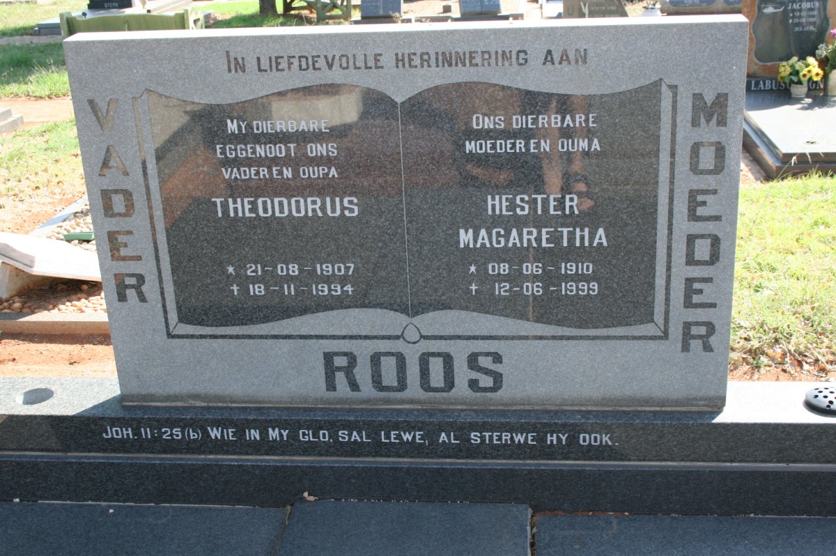 ROOS Theodorus 1907-1994 &amp; Hester Magaretha 1910-1999