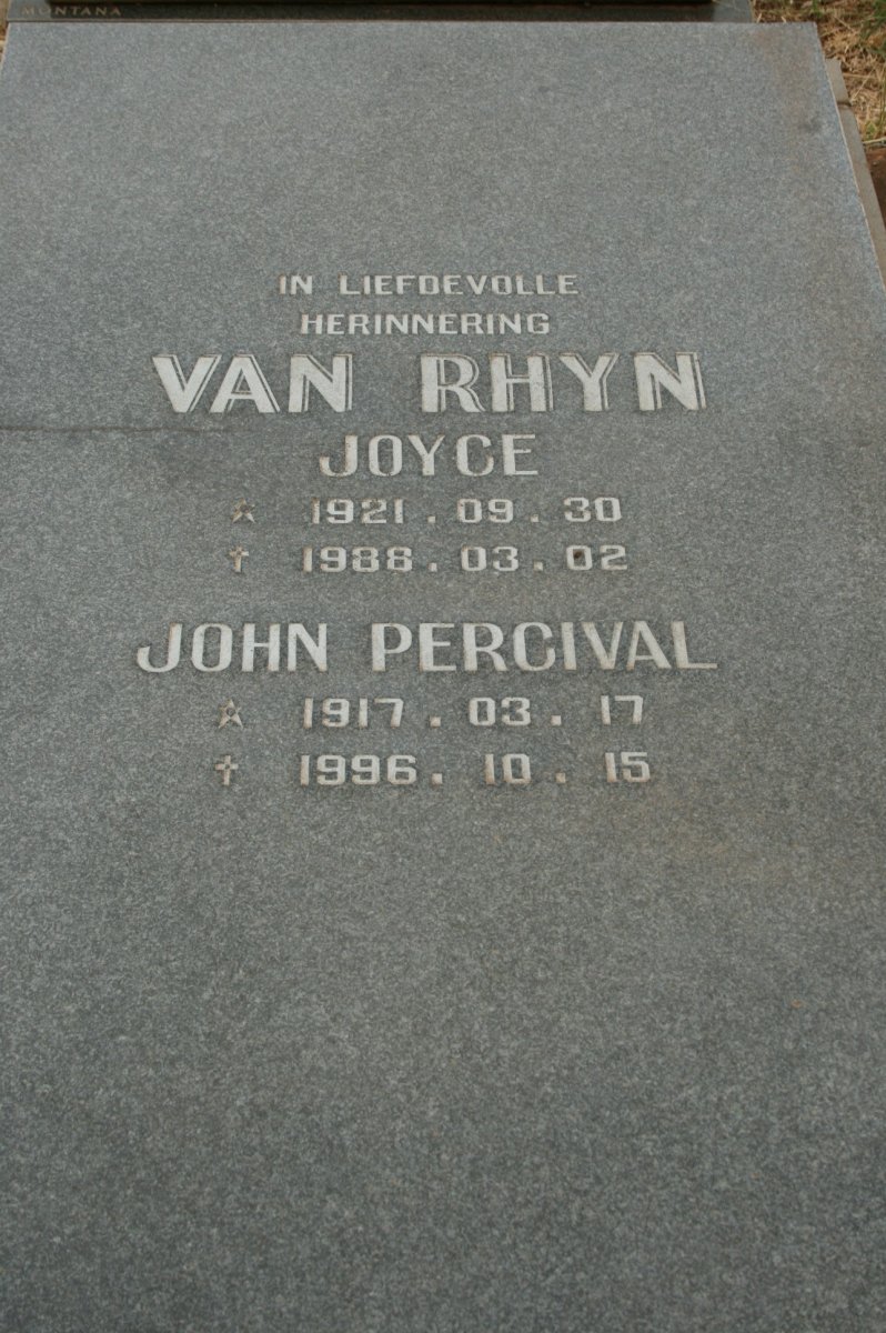 RHYN John Percival, van 1917-1996 &amp; Joyce 1921-1988