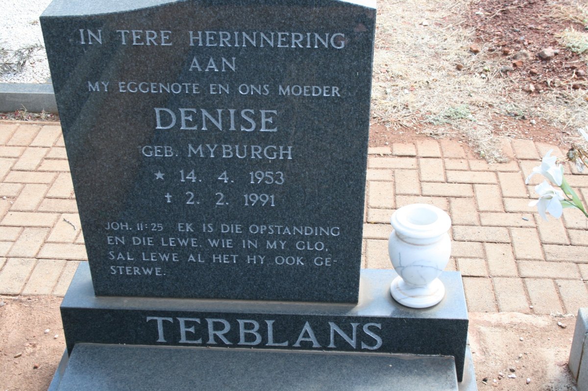 TERBLANS Denise nee MYBURGH 1953-1991