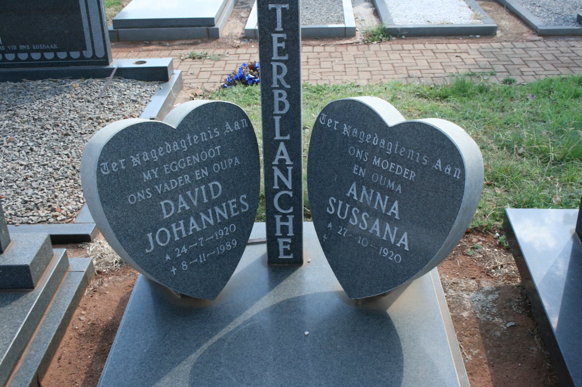 TERBLANCHE David Johannes 1920-1989 &amp; Anna Sussana 1920-