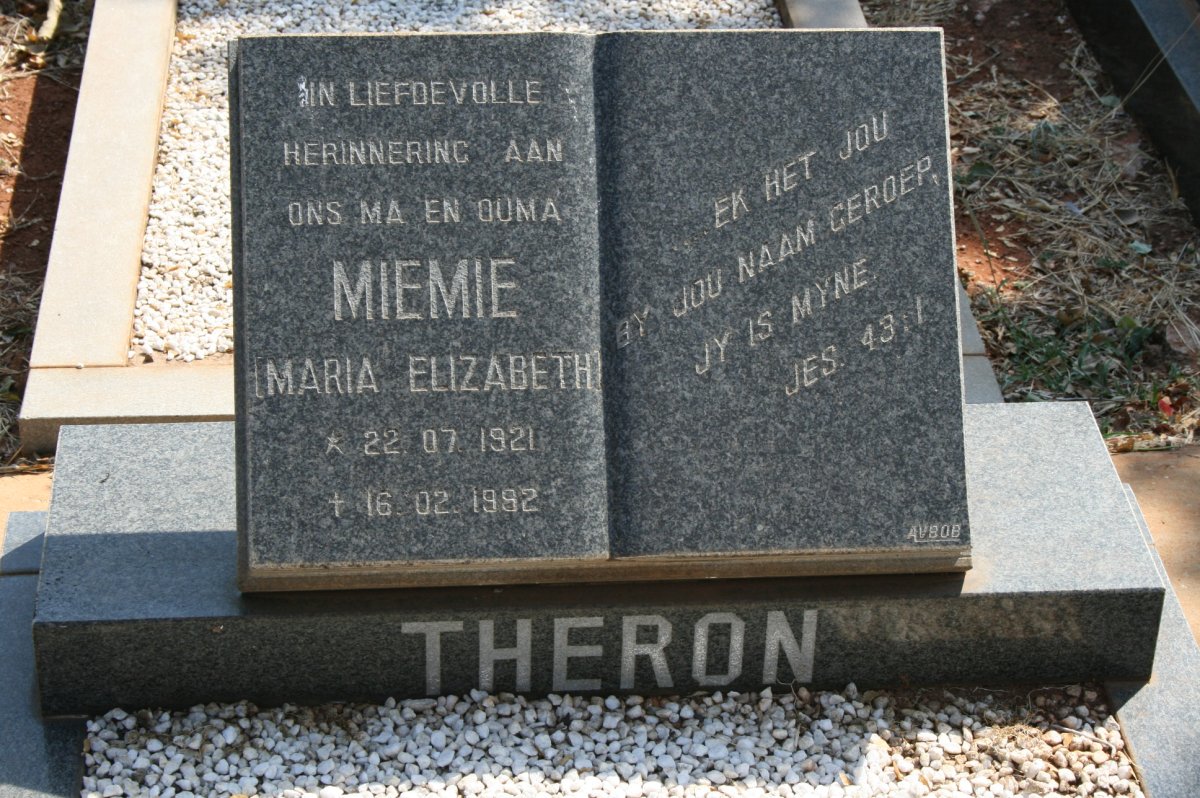 THERON Maria Elizabeth 1921-1992
