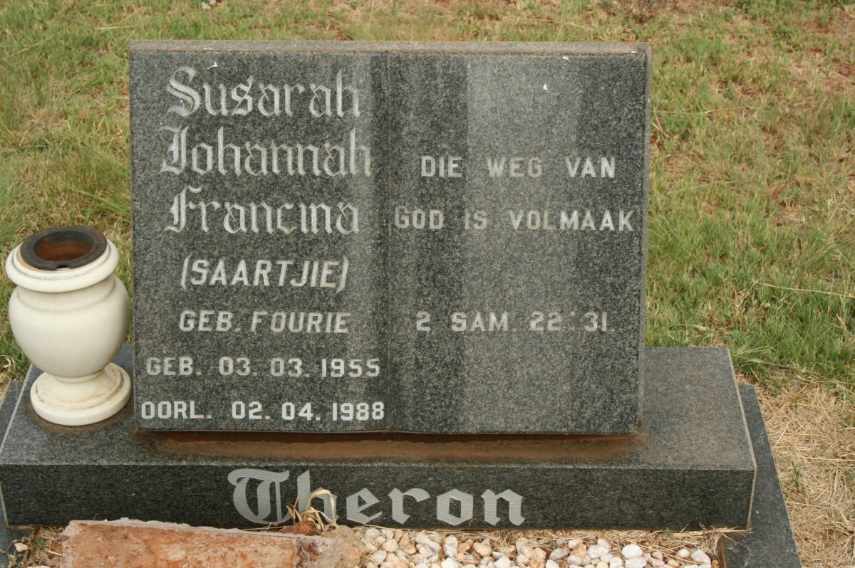 THERON Susarah Johannah Francina nee FOURIE 1955-1988