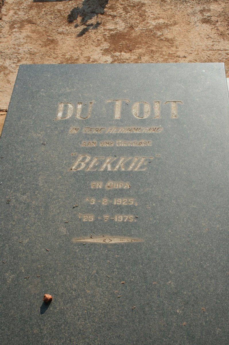 TOIT Bekkie, du 1925-1976