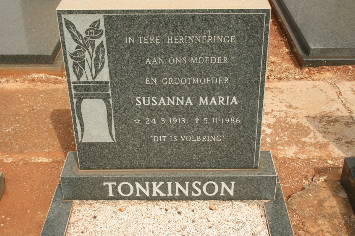 TONKINSON Susanna Maria 1913-1986
