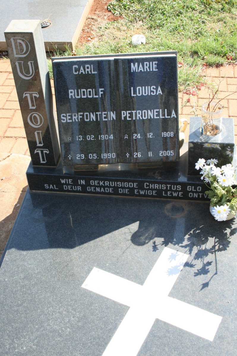 TOIT Carl Rudolf Serfontein, du 1904-1990 &amp;  Marie Louisa Petronella 1908-2005