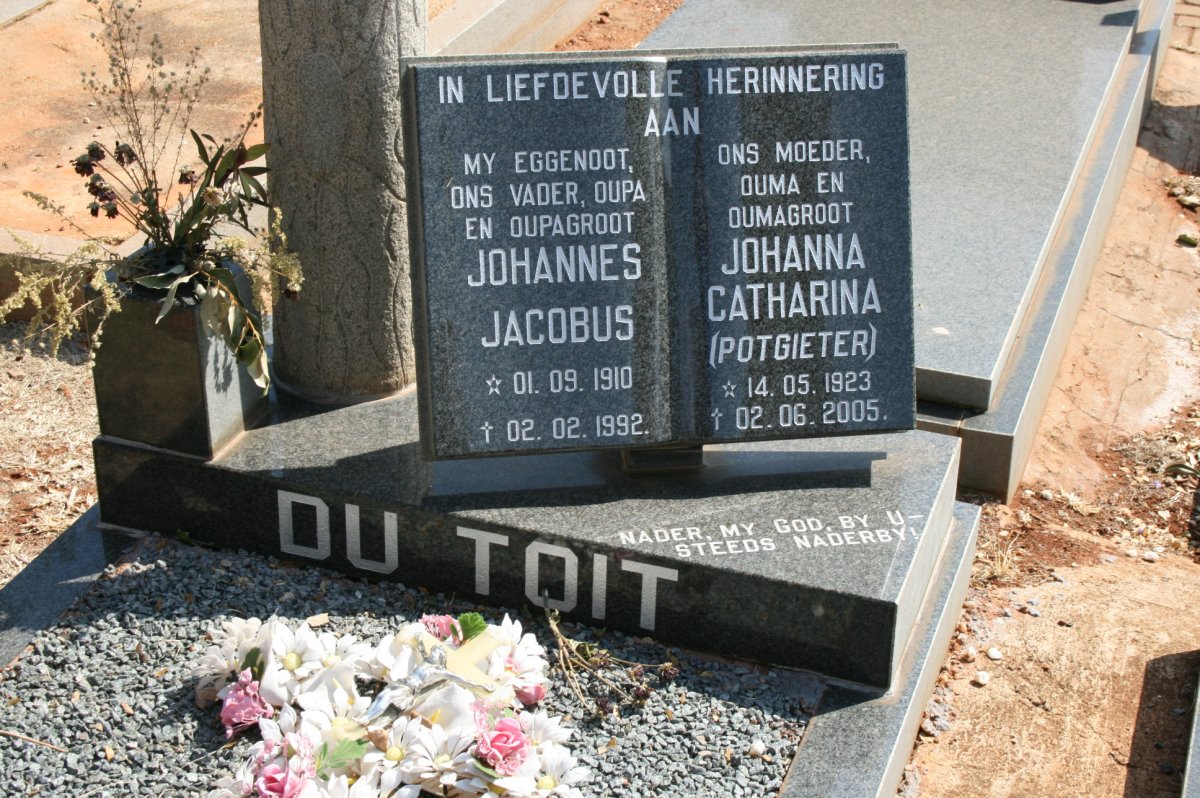 TOIT Johannes Jacobus, du 1910-1992 &amp; Johanna Catharina POTGIETER 1923-2005