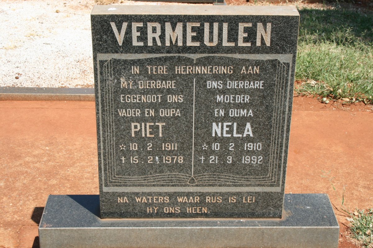 VERMEULEN Piet 1911-1978 &amp; Nela 1910-1992